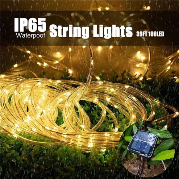 Solar Rope Light Waterproof IP65 39FT 100LEDs Outdoor LED ‎Solar Outdoor Lights - Picture 3 of 7
